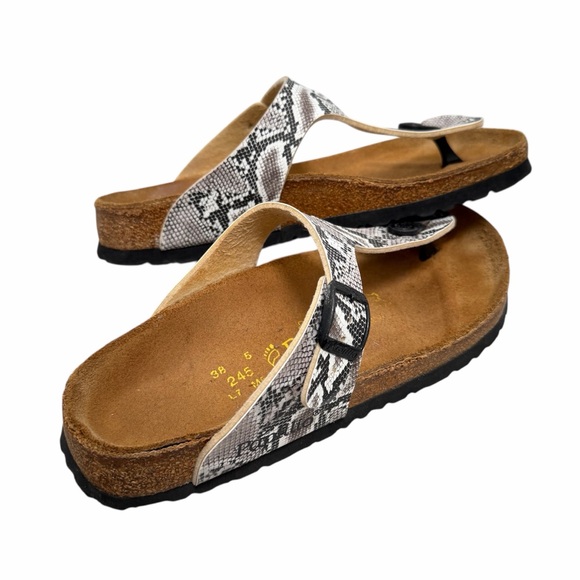 Birkenstock Papillio Gizeh Black Snakeskin Sandal Size 38 - Picture 5 of 10